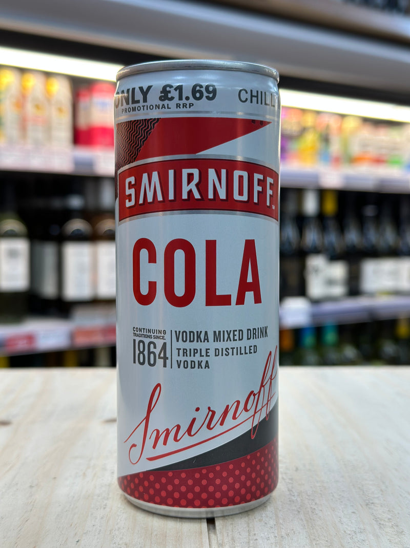 Smirnoff Cola Pre Mixed Can 250ml